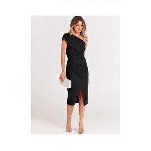 Women’s One Shoulder Roushed Bodycon Midi Dress